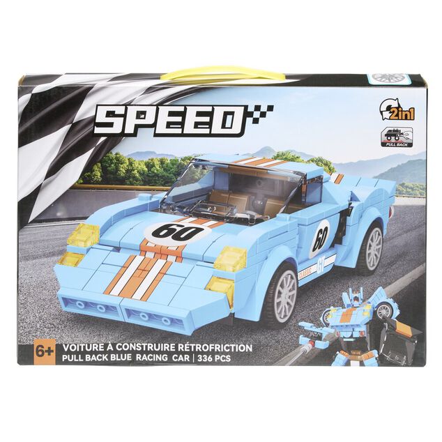 Jeu bloc de construction enfant gar&ccedil;on voiture robot 336 pi&egrave;ces plastique bleu
