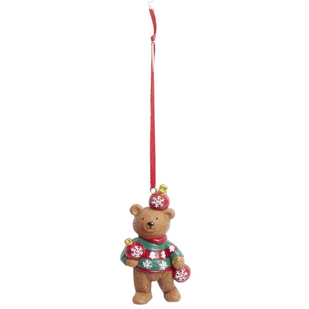 D&eacute;coration de No&euml;l ourson &agrave; suspendre polyr&eacute;sine H7cm (3 mod&egrave;les)