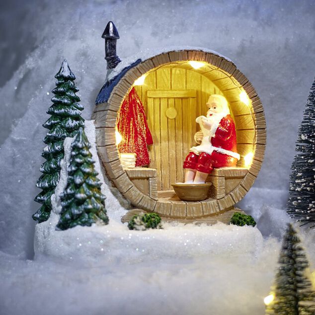 Sc&egrave;ne P&egrave;re No&euml;l d&eacute;tente lumineux dans spa ou jacuzzi L10,5xH10cm (2 mod&egrave;les)