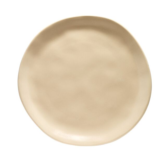 Assiette &agrave; dessert forme organique c&eacute;ramique beige &Oslash;20cm