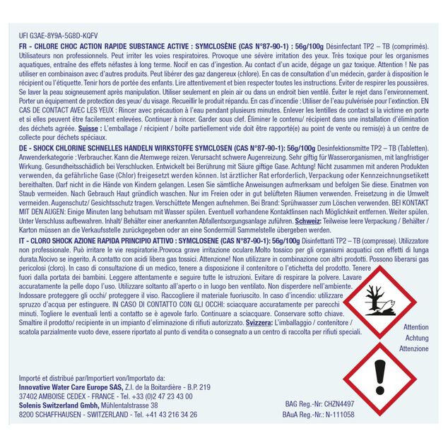 Chlore choc pastille 20g Marina 1,2kg