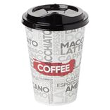 Mug &agrave; motifs couvercle noir 500ml - plastique &Oslash;9xH14cm