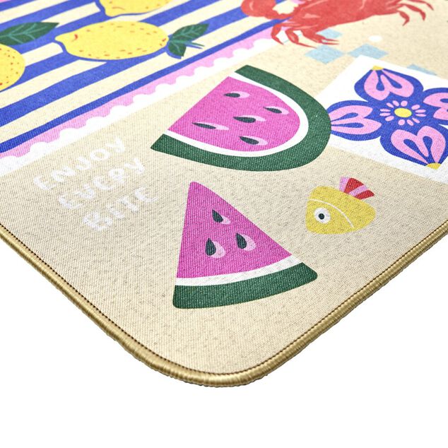 Tapis de cuisine motif carreau de ciment gris et blanc 55x150cm (2 mod&egrave;les)