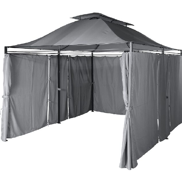 Tonnelle rectangulaire Sicile double toit grise UPF50+ 400x300xH287cm 12m&sup2;