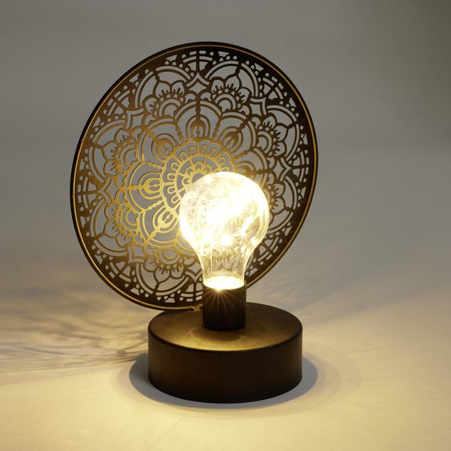 Lanterne LED rosace m&eacute;tal noir 18x10xH21,5cm