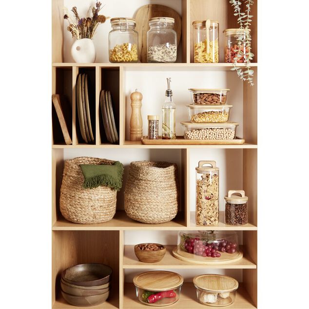 Boîte alimentaire en verre couvercle bambou 1,5L