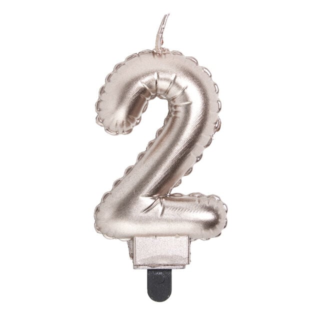 Bougie anniversaire chiffre 2 rose gold