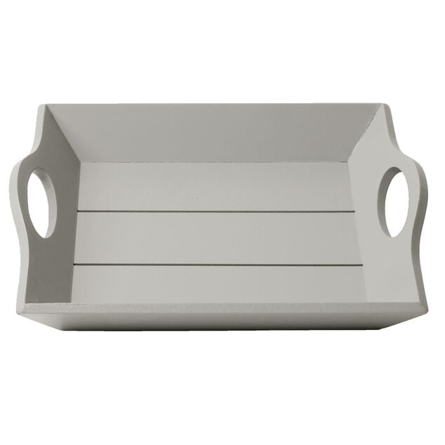 Plateau d&eacute;coratif en bois avec poign&eacute;e 22,5x20xH4cm (3 mod&egrave;les)