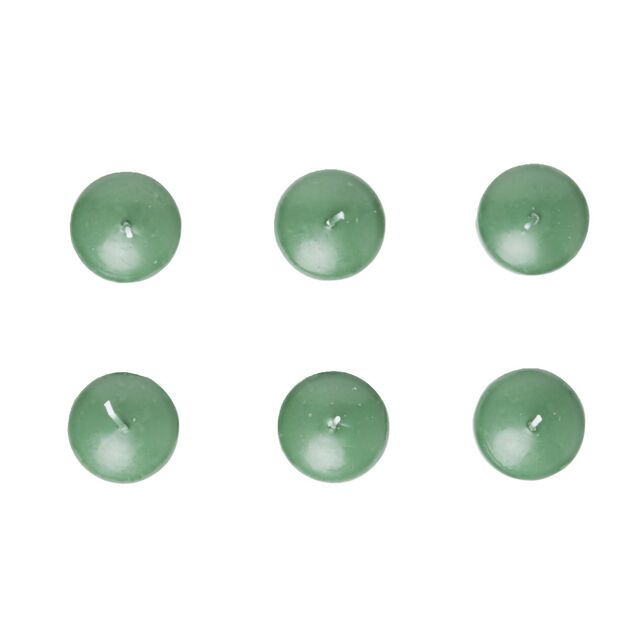 Lot de 6 bougies flottantes cire verte &Oslash;4,5cm