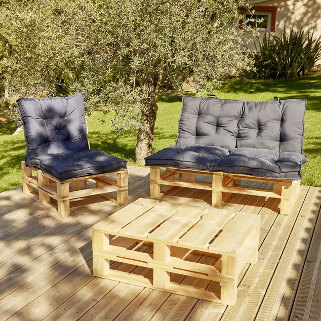 Coussin salon palette polyester gris 60x120cm