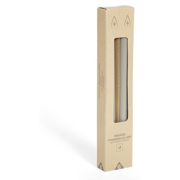 Bougie chandelle LED grise x2