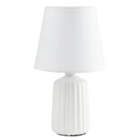 Lampe de table socle céramique strié blanche Ø13xH22cm