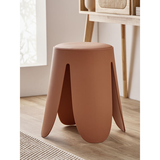 Tabouret rond Spiro pieds larges plastique terracotta &Oslash;33xH46cm