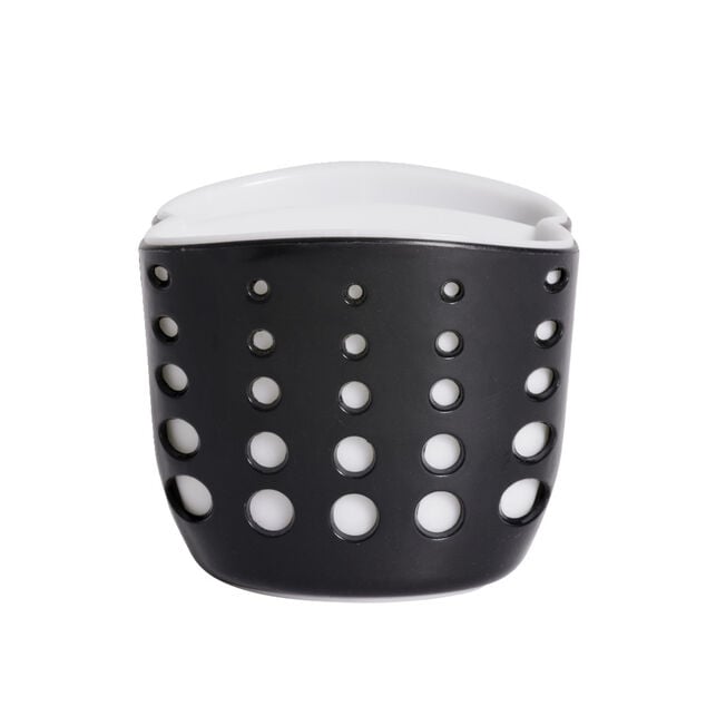 Porte-&eacute;ponge en plastique noir - 9,5x9,5xH8,3cm