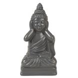 Statue Bouddha de la sagesse r&eacute;sine gris fonc&eacute;