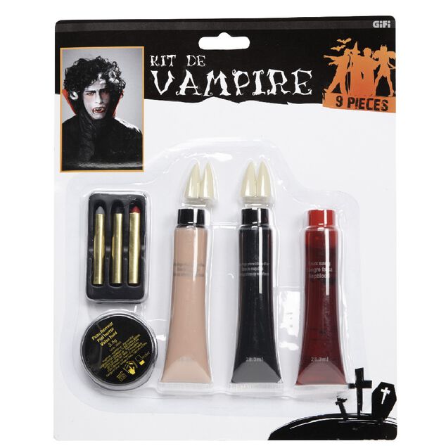 Kit maquillage vampire 11 pi&egrave;ces Halloween