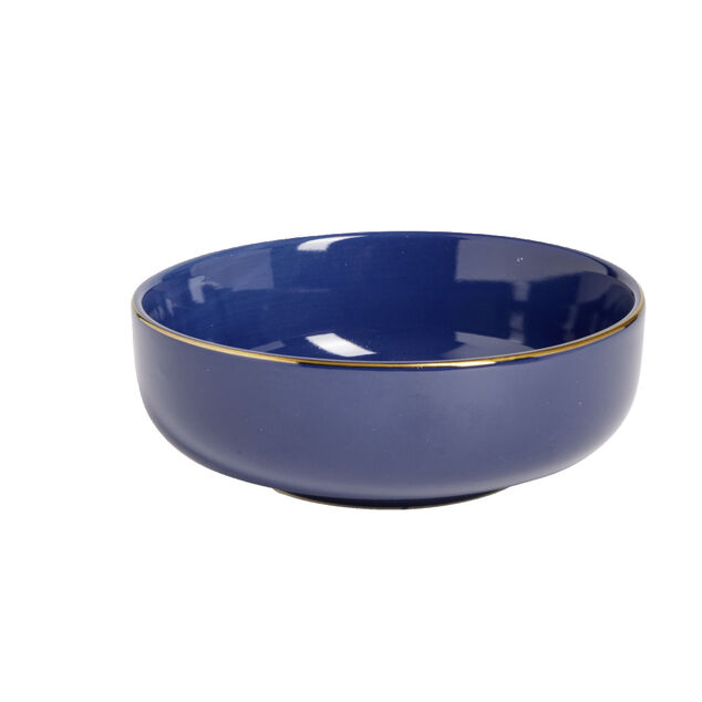 Coupelle Oslo fa&iuml;ence bleu marine avec bord dor&eacute; &Oslash;15xH10cm