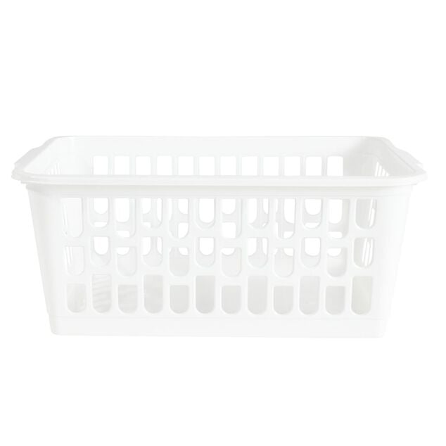 Pani&egrave;re de rangement x2 ajour&eacute;e plastique blanc 36,5x25,5xH15,5cm