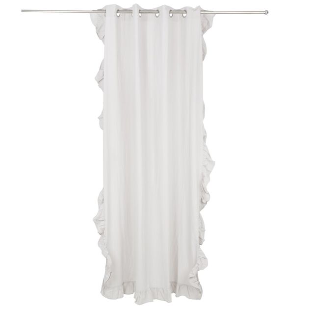 Rideau &agrave; volant 140x240cm coton gris