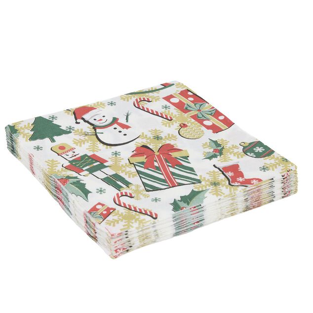 Serviette en papier 4 plis X20 pcs imprim&eacute; No&euml;l 33X33 cm multicolore