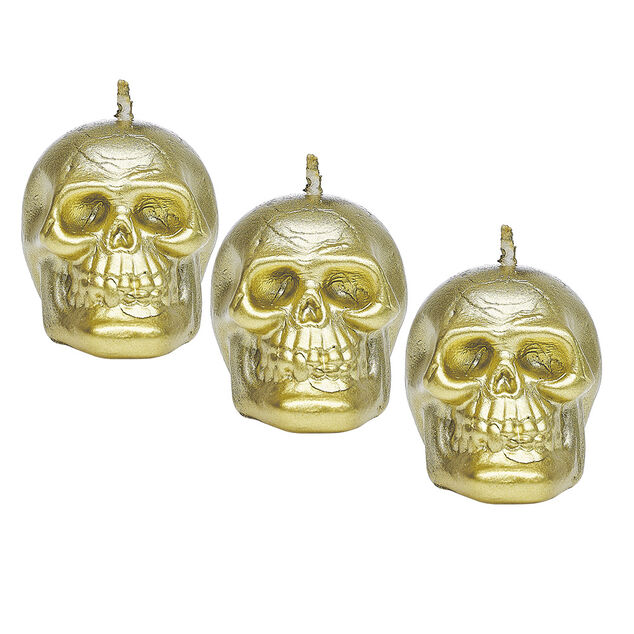 Bougie Halloween en forme de cr&acirc;ne x3