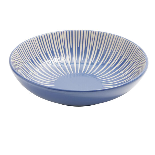 Assiette &agrave; soupe Rio fa&iuml;ence bleue et blanche &Oslash;20cm