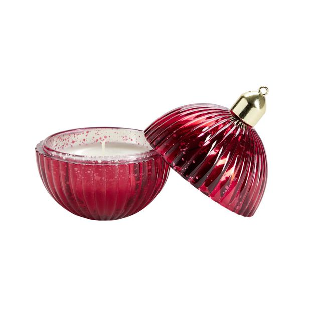 Bougie dans verre forme boule de Noël Ø8xH10,5cm (4 modèles)