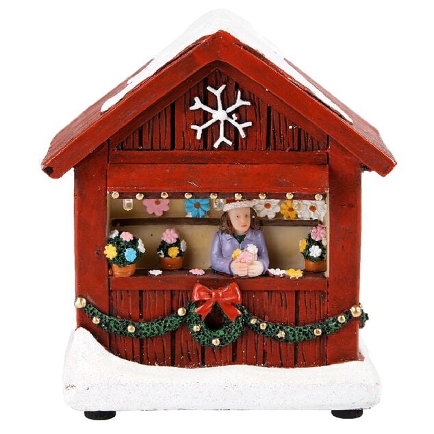 Chalet de No&euml;l avec figurine lumineuse 3 LED