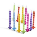 Bougies d'anniversaire multicolore x 24 et ses 12 supports