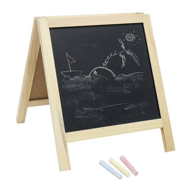 Tableau ardoise bois 1 c&ocirc;t&eacute; magn&eacute;tique 1 c&ocirc;t&eacute; craie L26,5xH32cm