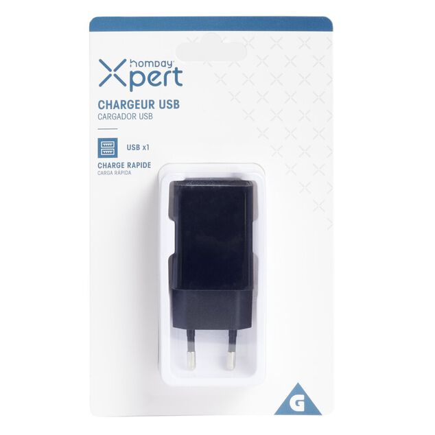 Prise murale chargeur secteur 1 port USB Homday X-Pert noir