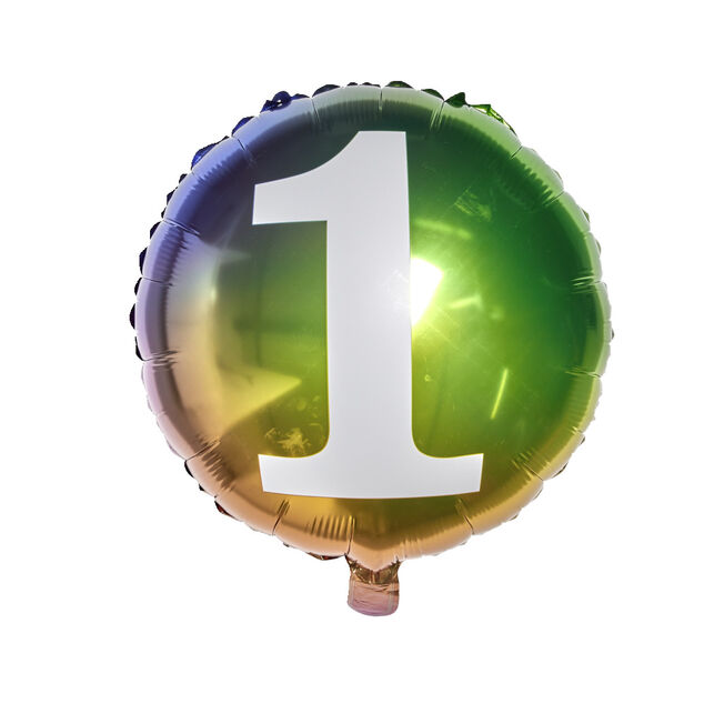Ballon alu chiffre 1 métallisé multicolore Ø45cm