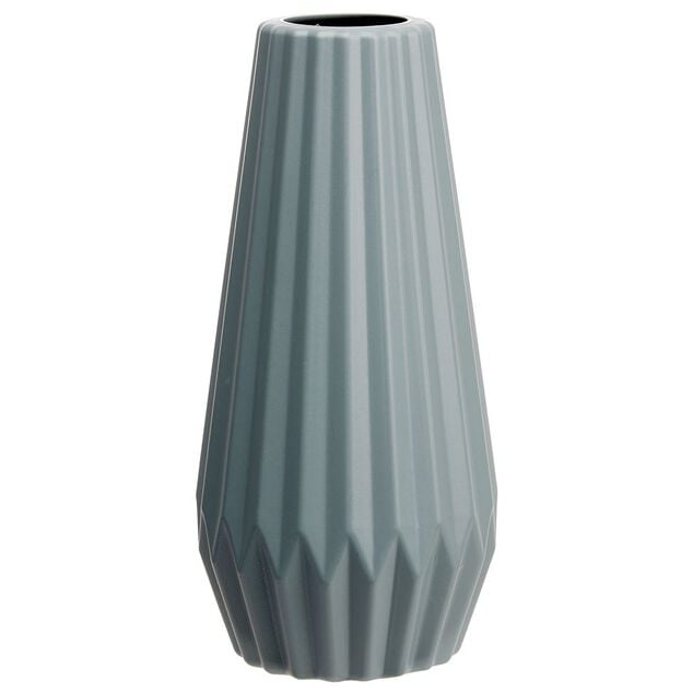 Vase cylindrique en plastique design stri&eacute;