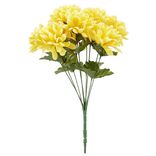 Piquet chrysanth&egrave;me H44 cm jaune - Fleur artificielle 9 t&ecirc;tes
