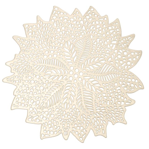 Set de table ajouré motif végétal Noël PVC Ø40 cm jaune doré
