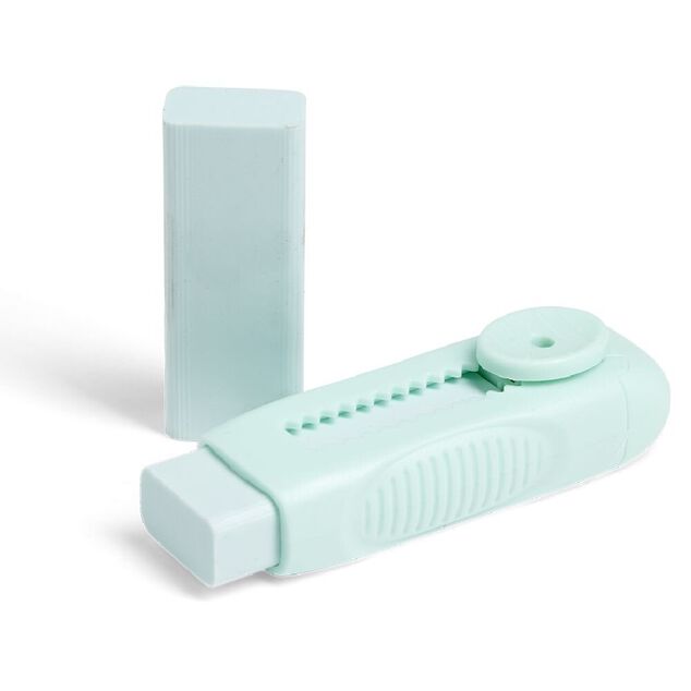 Gomme r&eacute;tractable avec recharge bleu ou vert