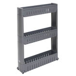 Desserte de cuisine à roulettes 3 niveaux gris 54,5x12,5xH.72cm