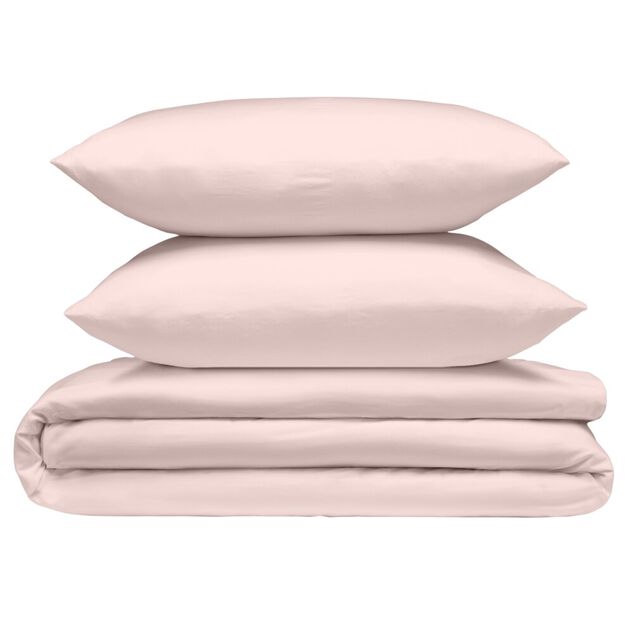 Parure de lit 2 personnes 240x220cm avec 2  taies polyester uni rose