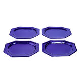 Plateau de pr&eacute;sentation ovale x4 en carton m&eacute;tallis&eacute; bleu nuit 25x34cm