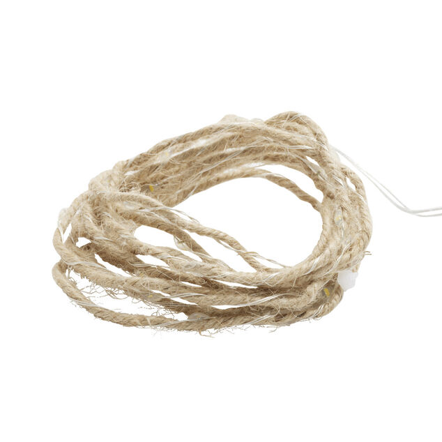 Guirlande lumineuse 20LED &agrave; pile en corde ficelle naturelle 2m