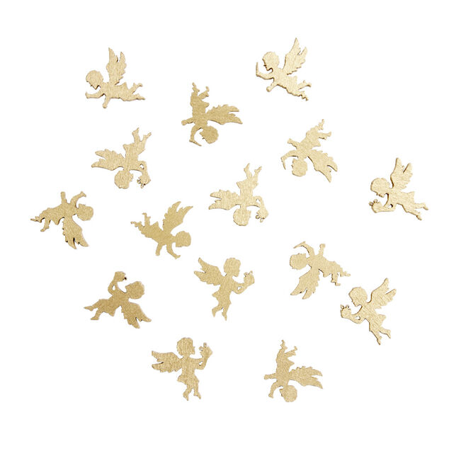 D&eacute;coration de table en bois forme ange dor&eacute; 15 pi&egrave;ces