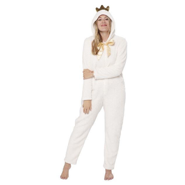 Pyjama combinaison princesse blanc dor&eacute; femme Taille XS