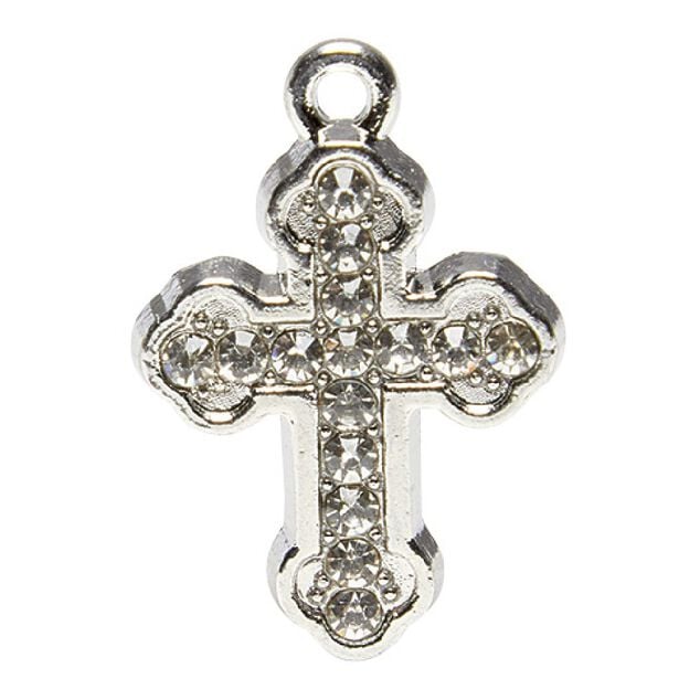 Accessoire bijou charms Croix m&eacute;tal + pierre