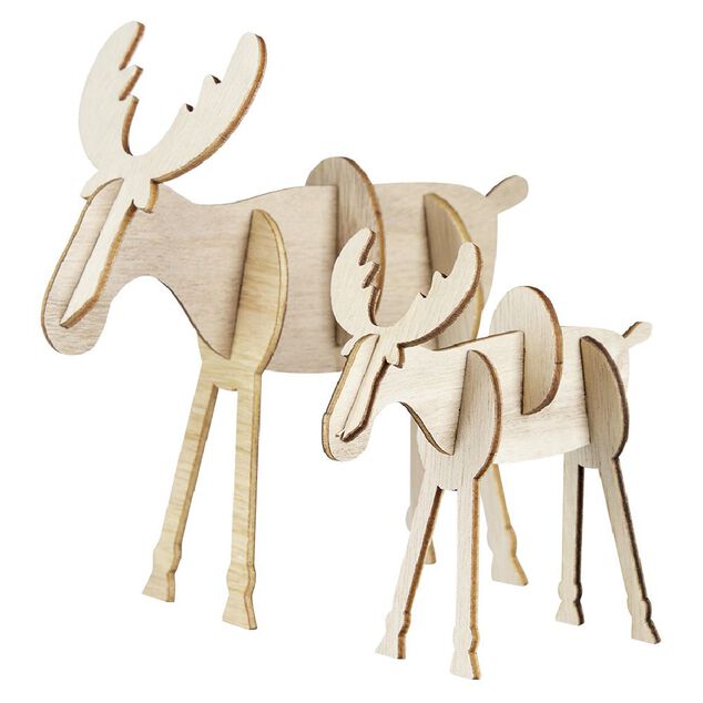 Renne de No&euml;l en bois &agrave; assembler x2