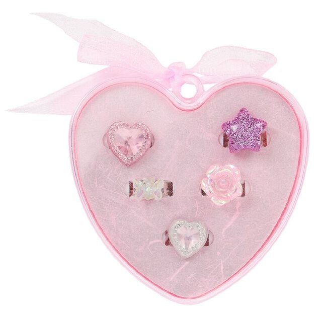 Bo&icirc;te avec 5 bagues r&eacute;glables enfant - 3 mod&egrave;les