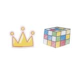 Magnet à construire 2 pièces cube et couronne pour enfant