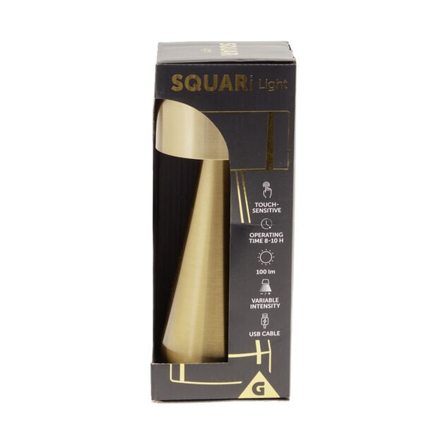 Lampe de table Squari USB tactile dor&eacute; &Oslash;9,5xH22,5cm