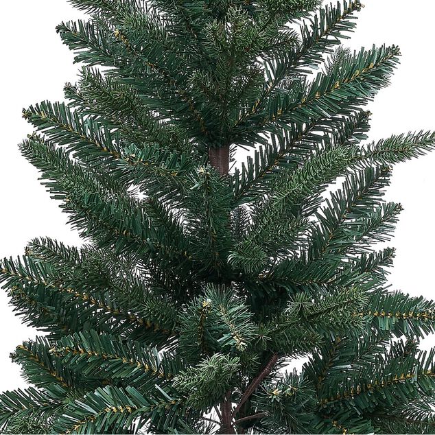 Sapin artificiel pot m&eacute;tal motif flocon rouge et blanc 258 branches &Oslash;55xH100cm