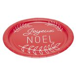 Lot de 10 assiettes en carton rouge "Joyeux No&euml;l"