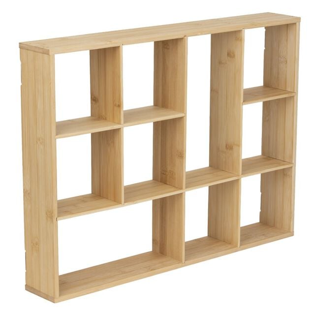 &Eacute;tag&egrave;re de cuisine en bambou 10 compartiments ouverts 45x9xH60cm